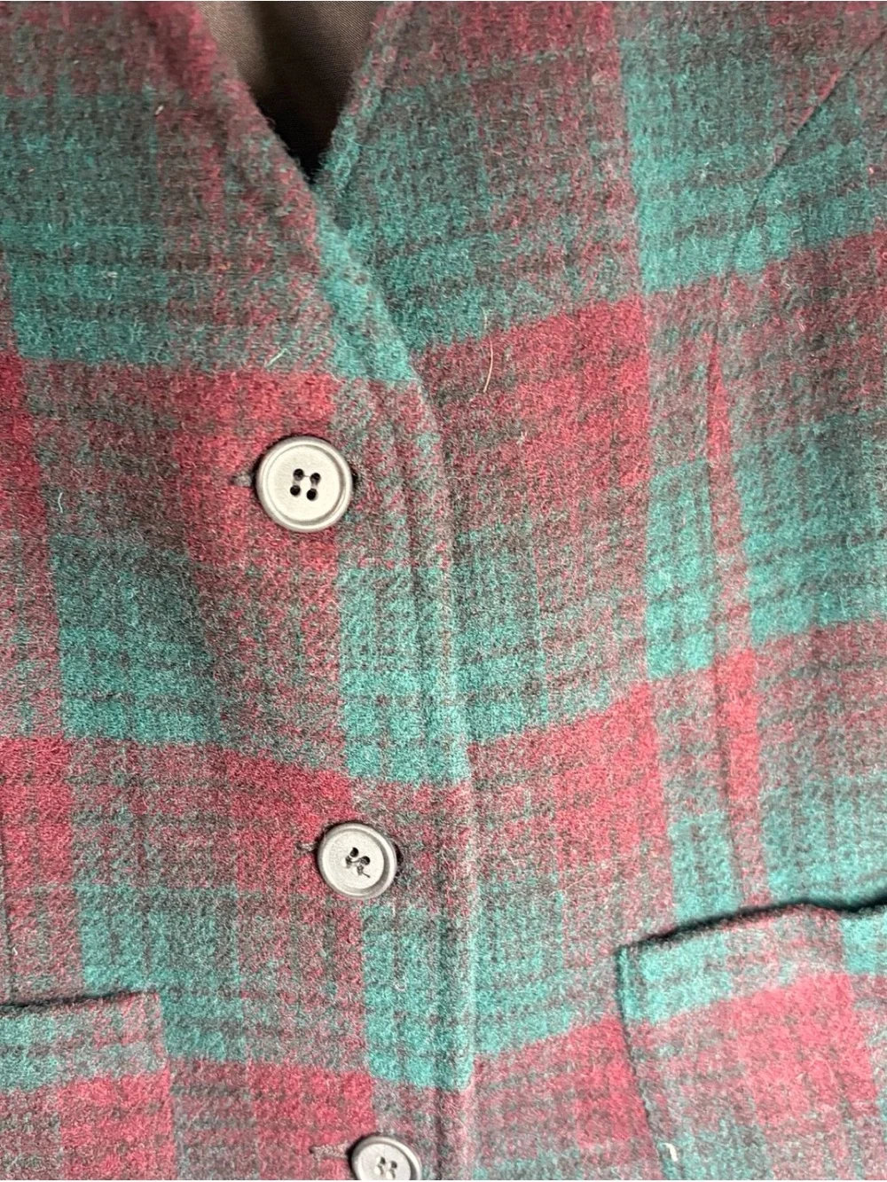 Woolrich Women's Plaid Vest in Green & Burgundy large